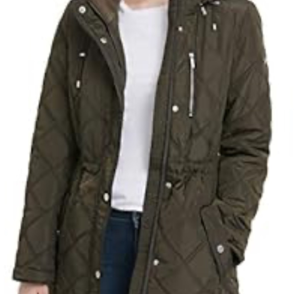 DKNY Quilted Anorak Jacket with Hood
